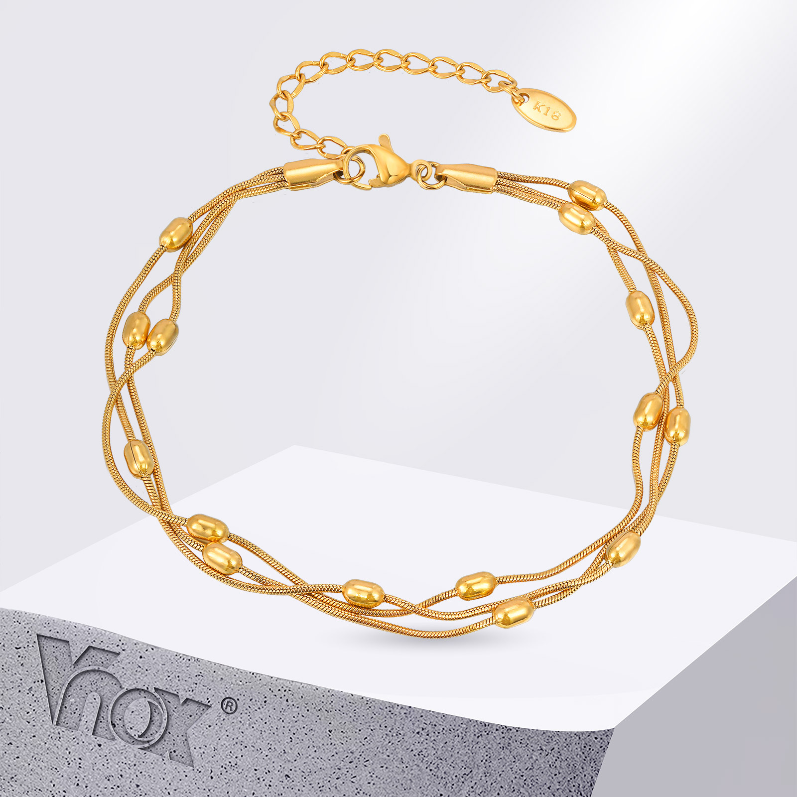 Jc Jewelry & Watches - Vnox letnie trójwarstwowe łańcuszki ze stali