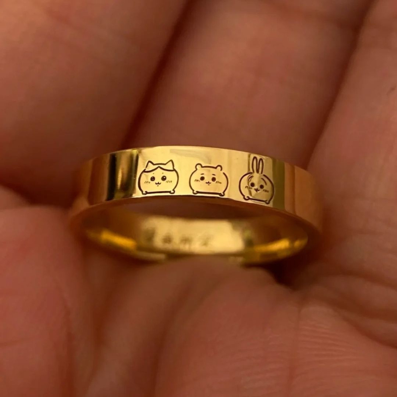 Titanium Steel Ring - Pierścień Anime Cartoon Kawaii Chiikawa, stal