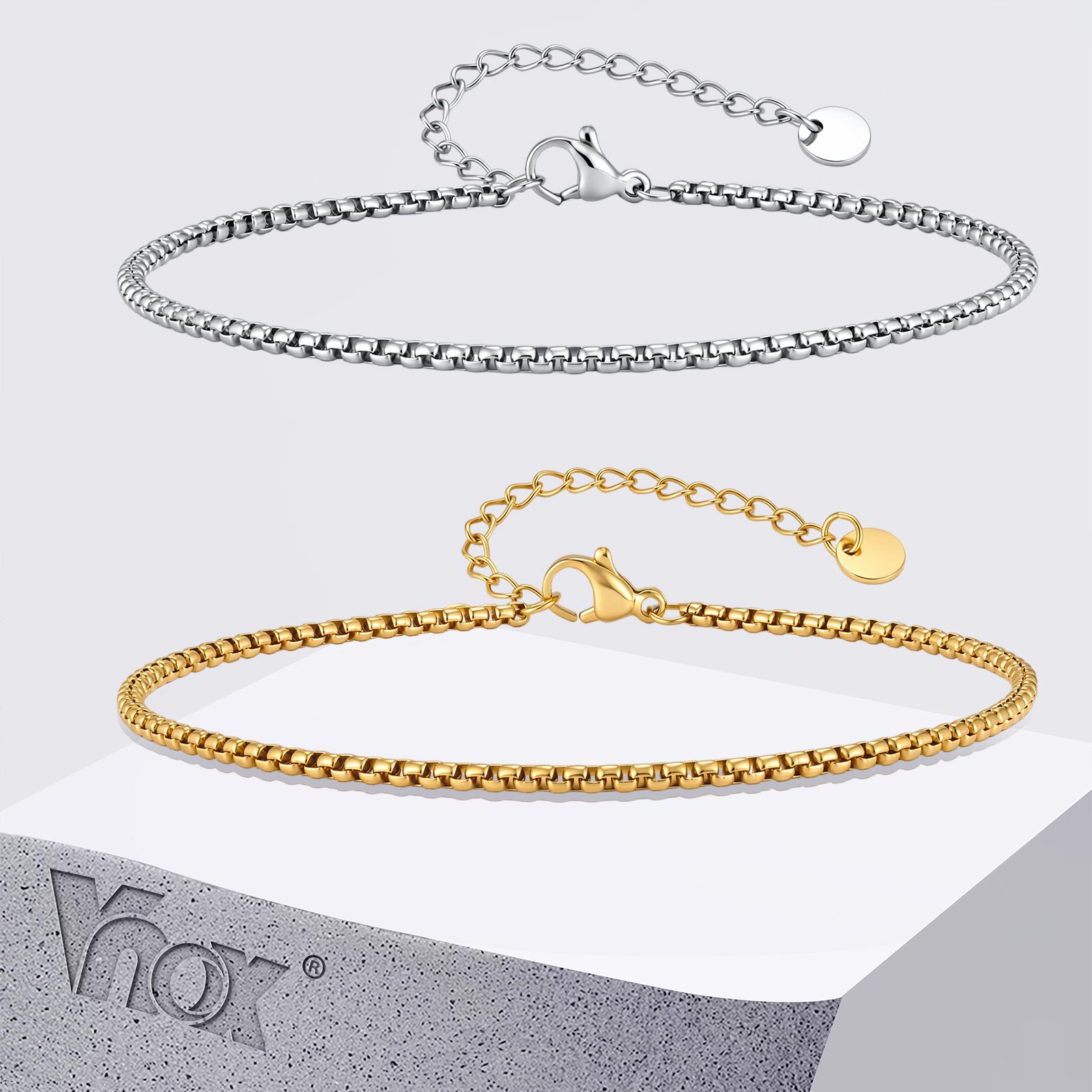 Jc Jewelry & Watches - Vnox Bransoletka na kostkę ze stali
