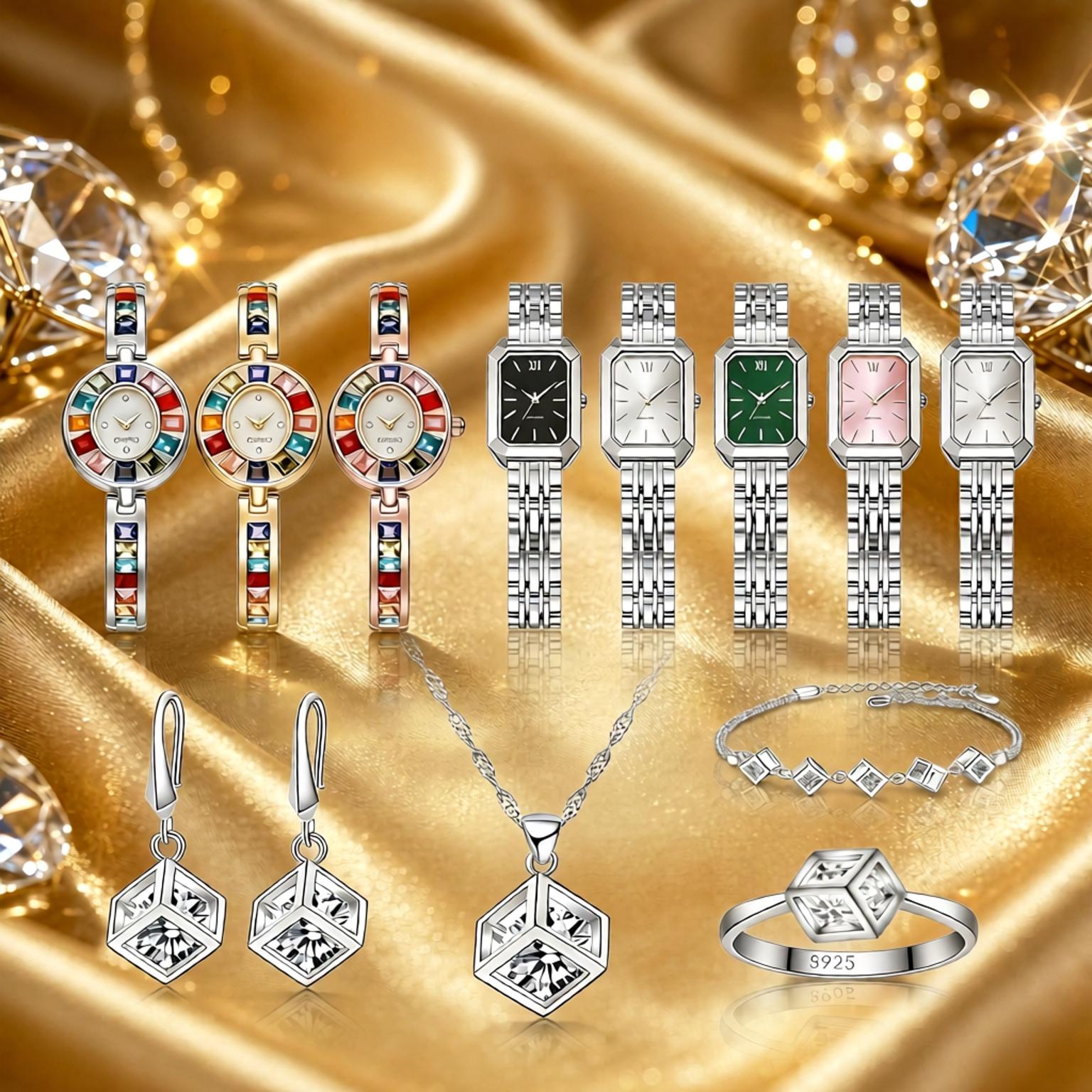 Best Jewelry Watches - Wykwintny zestaw biżuterii dla kobiet: naszyjnik,