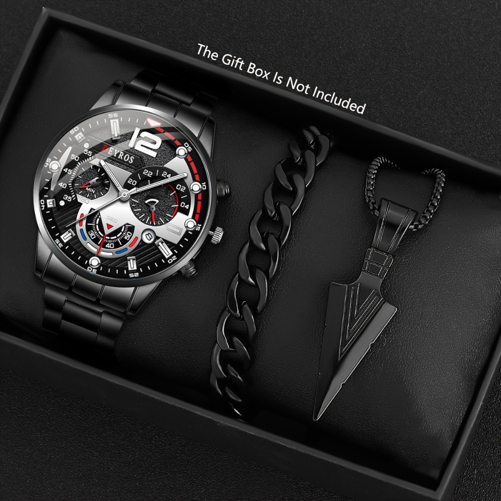 Best Jewelry Watches - 3 sztuk/zestaw modny męski zegarek czarny