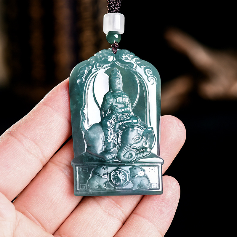 Jewelry & Watches Spółka Z Ograniczoną Odpowiedzialnością Sp Z Oo - Naturalny Birmanski Jadeit Guanyin Wisiorek Naszyjnik
