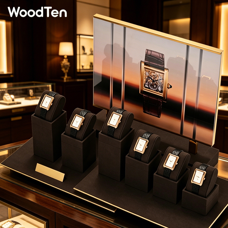 Watches Jewelry Holder - Stojak na zegarki WoodTen z mikrofibry,