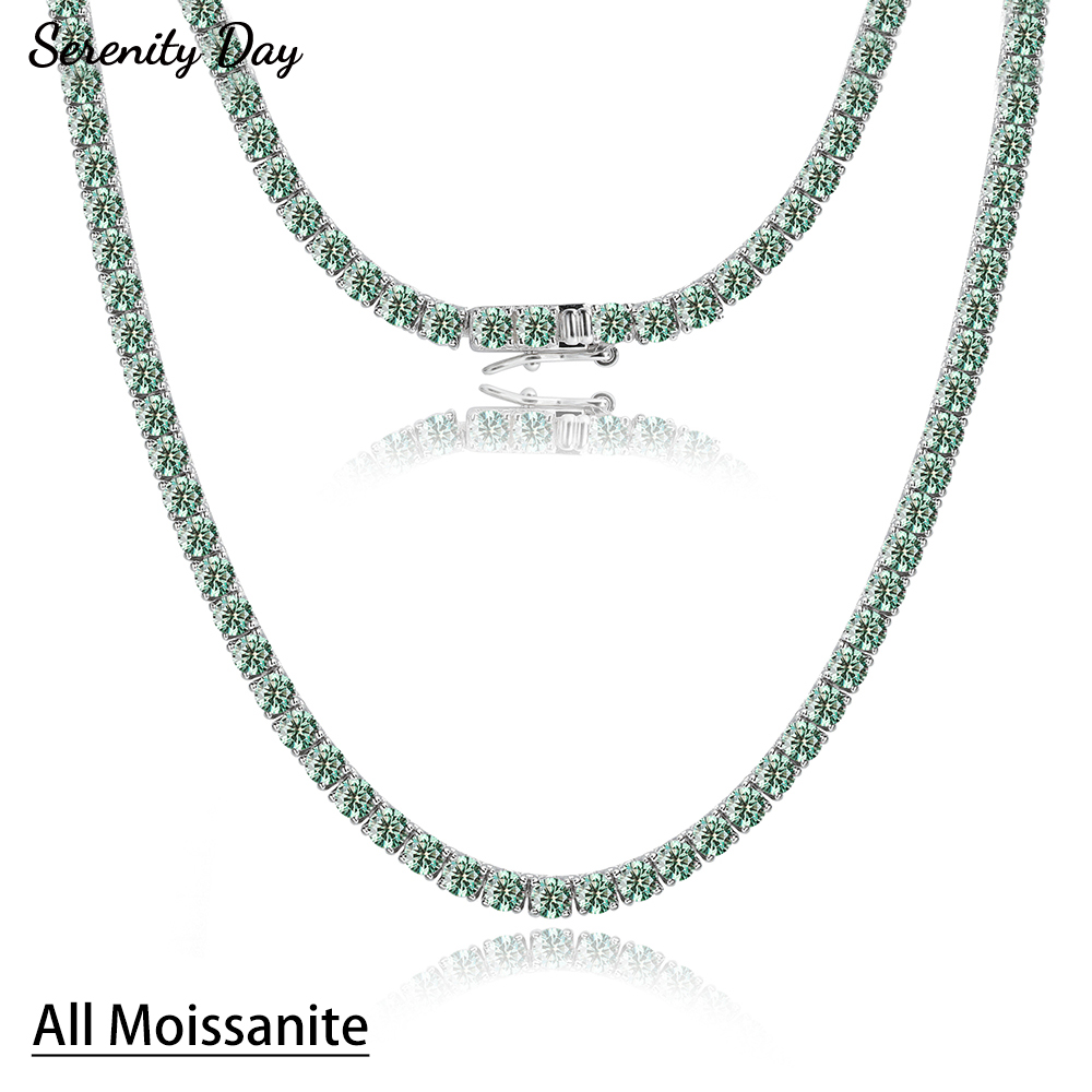 Luxury Gifts Jewelry & Watches Namfleg Mostar - Naszyjnik tenisowy Serenity z niebiesko-zielonym moissanitem
