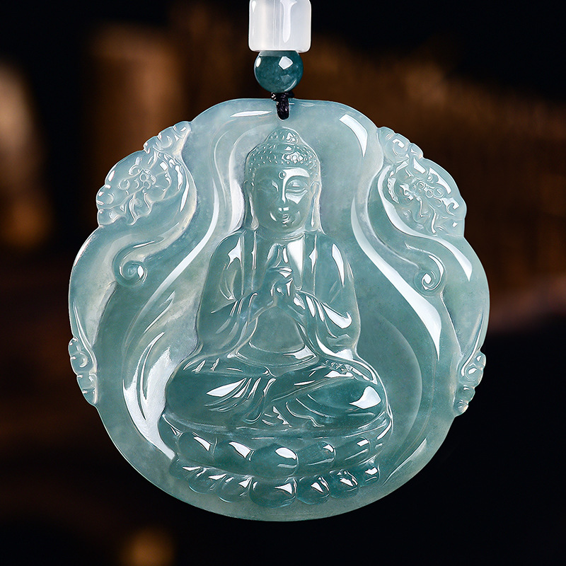 Luxury Gifts Jewelry & Watches Namfleg Mostar - Naturalny Birmanski Jadeitowy Wisiorek z Buddą,