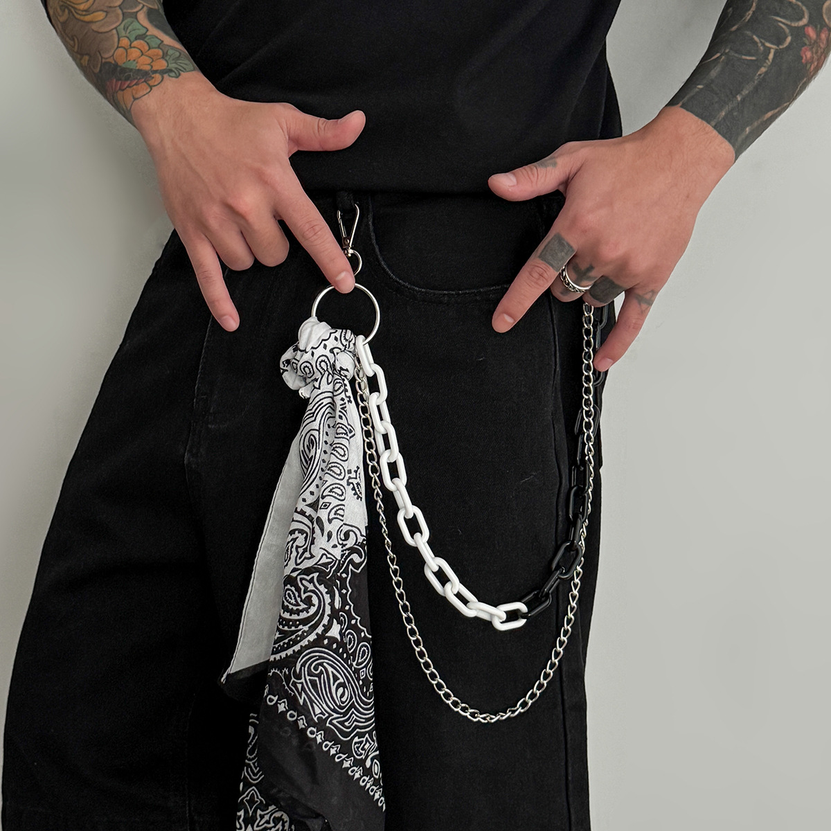 Hip Hop Chain Necklace - Łańcuch do spodni w stylu paisley,