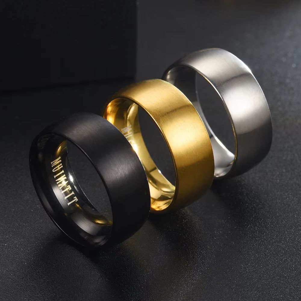 Titanium Steel Ring - Klasyczny 8mm czarny matowy pierścień z