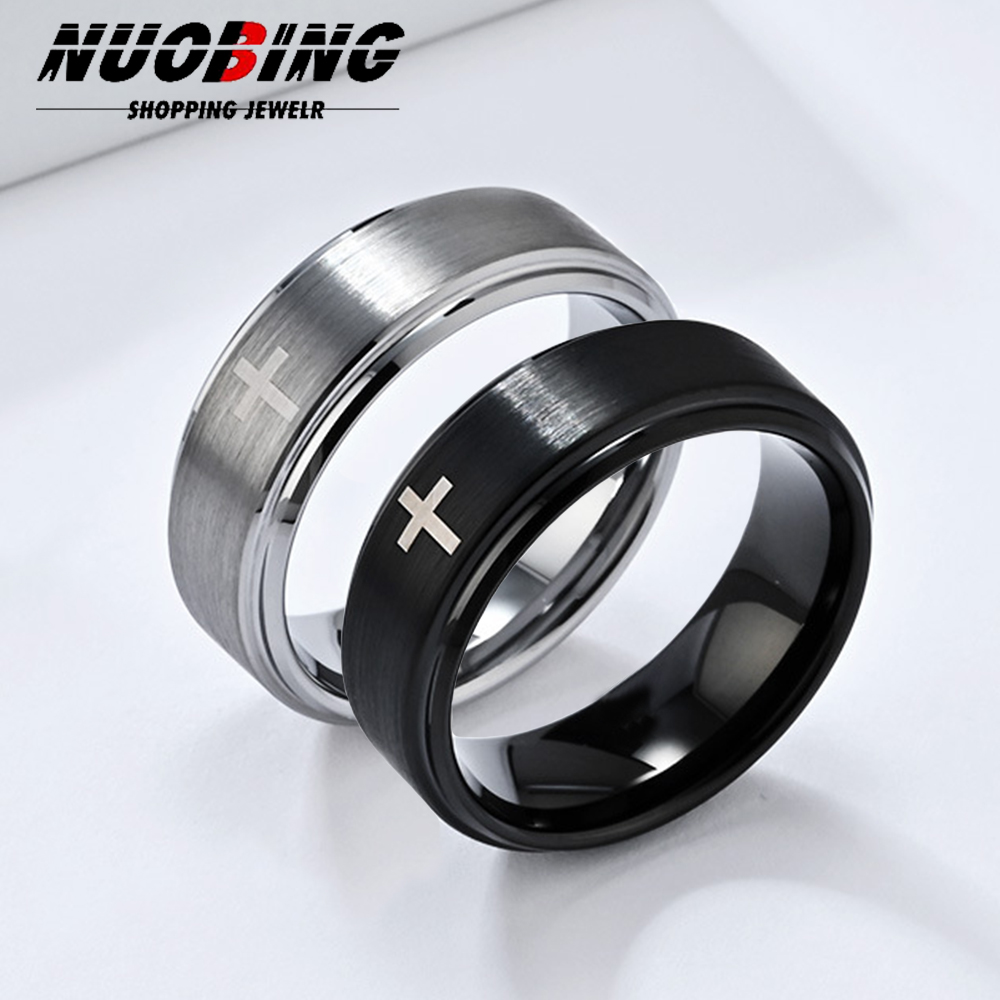 Titanium Steel Ring - Retro Pierścień Chrześcijański z Krzyżem Jezusa