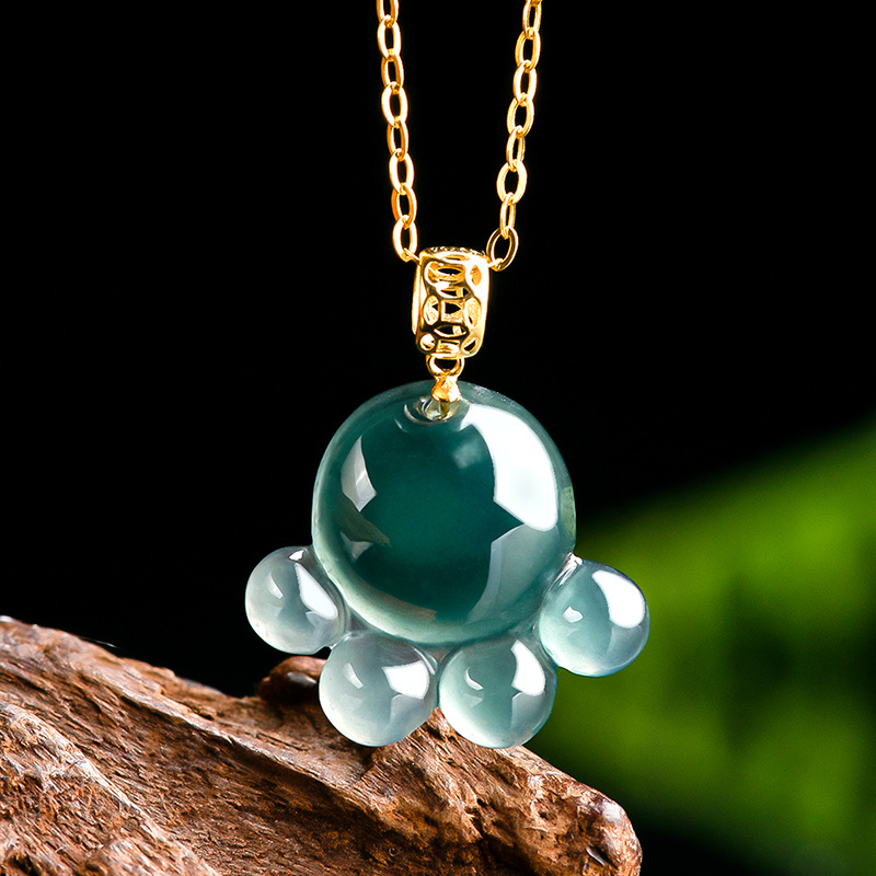 Jewelry & Watches Spółka Z Ograniczoną Odpowiedzialnością Sp Z Oo - Naturalny Prawdziwy Szmaragdowy Niebieski Jadeitowy Wisiorek