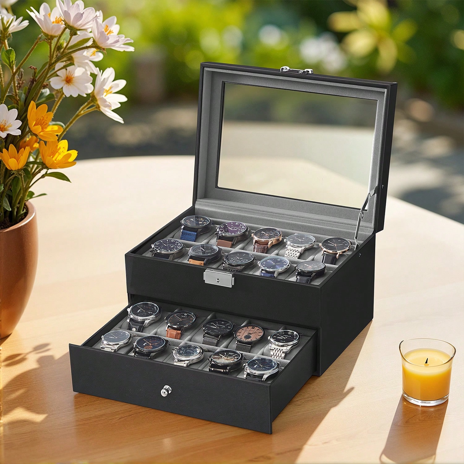 Pudełko na 20 zegarków z szkla – Watches Jewelry Holder recenzja i cena