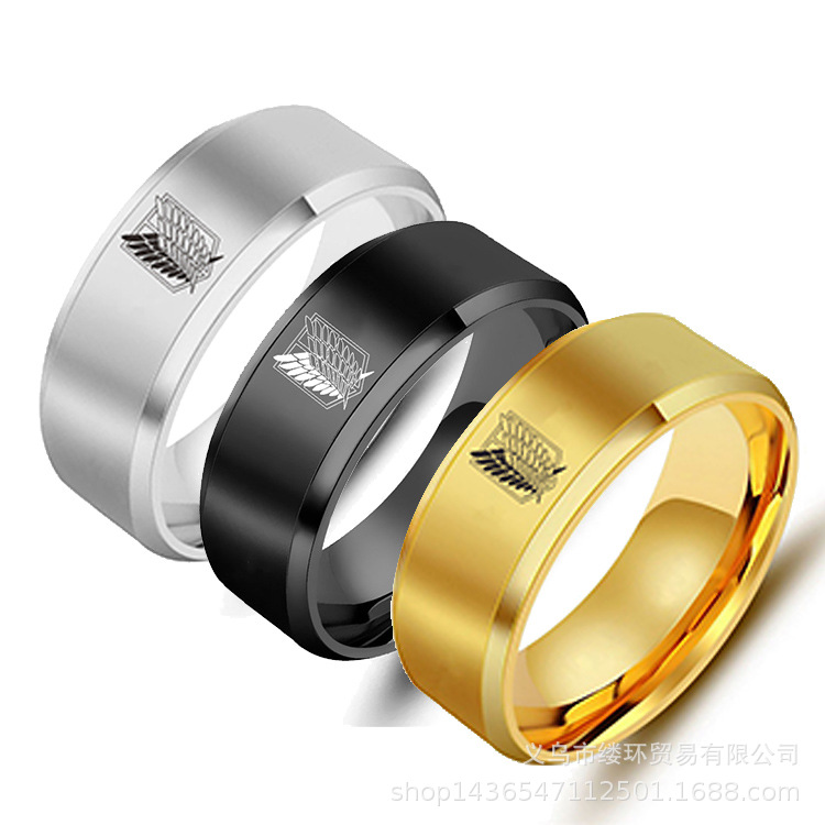 5 kolorów atak na tytana czarn – Titanium Steel Ring recenzja i cena