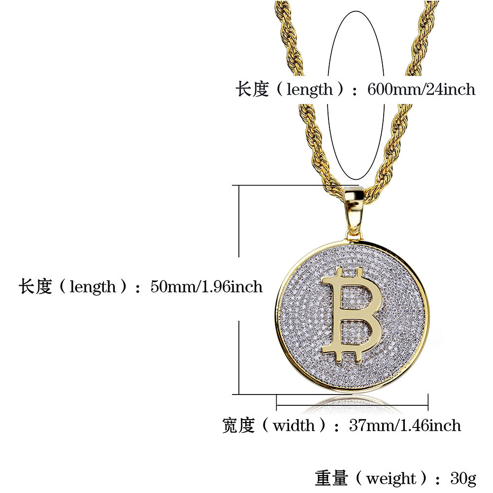 Złoty wisiorek Bitcoin w stylu – Hip Hop Chain Necklace recenzja i cena