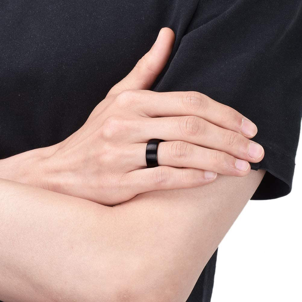 Klasyczny 8mm czarny matowy pi – Titanium Steel Ring recenzja i cena